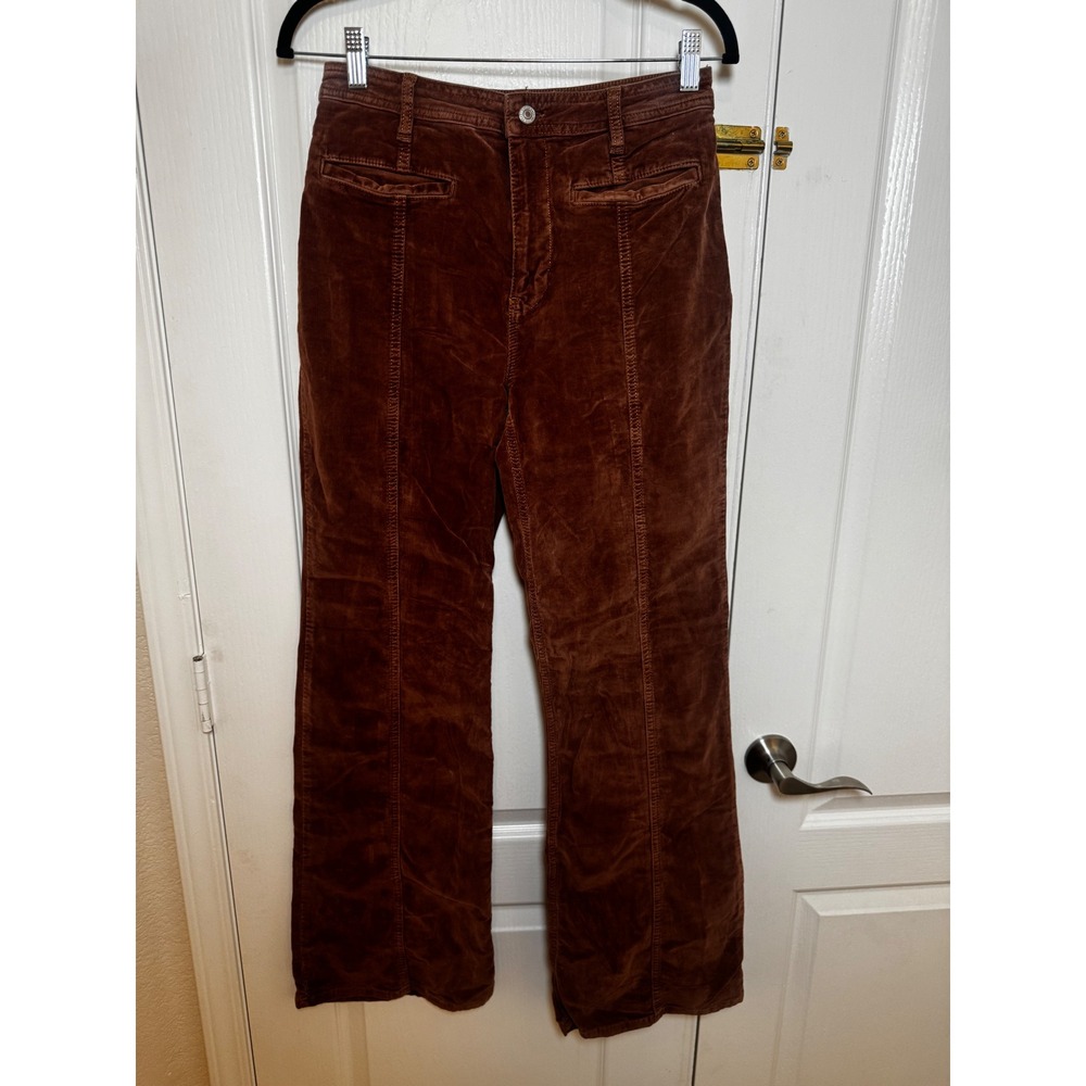 Free People Firecracker Flare Corduroy Pants Brown Paisley Star Patchwork 70s - Picture 7 of 10